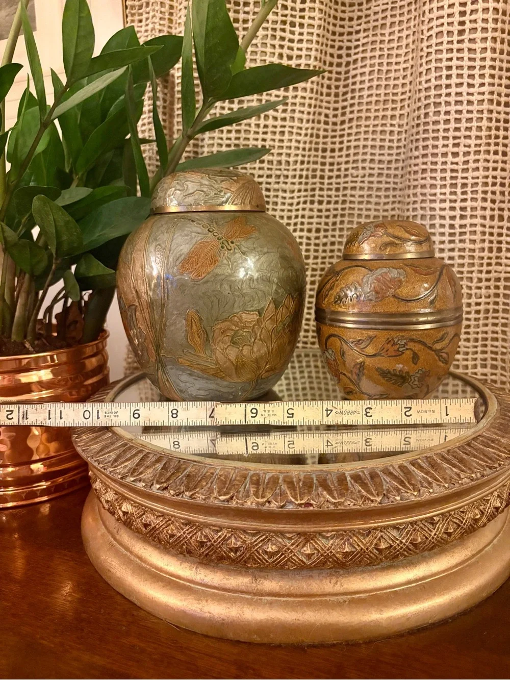 Pair of Vintage Hand-Painted Cloisonné Ginger Jars